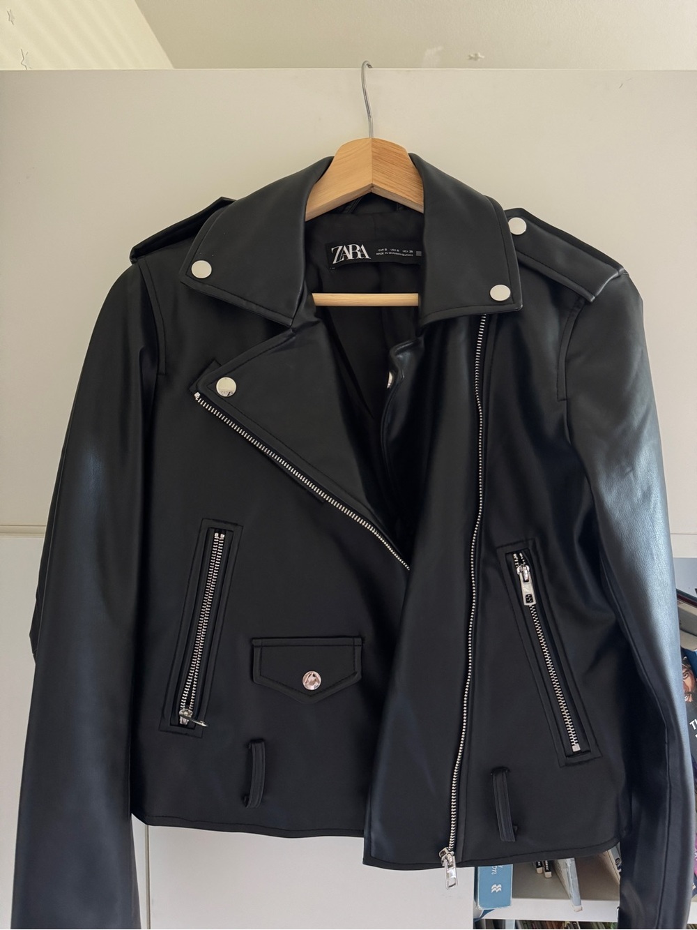 ZARA Black Faux Leather Moto Jacket